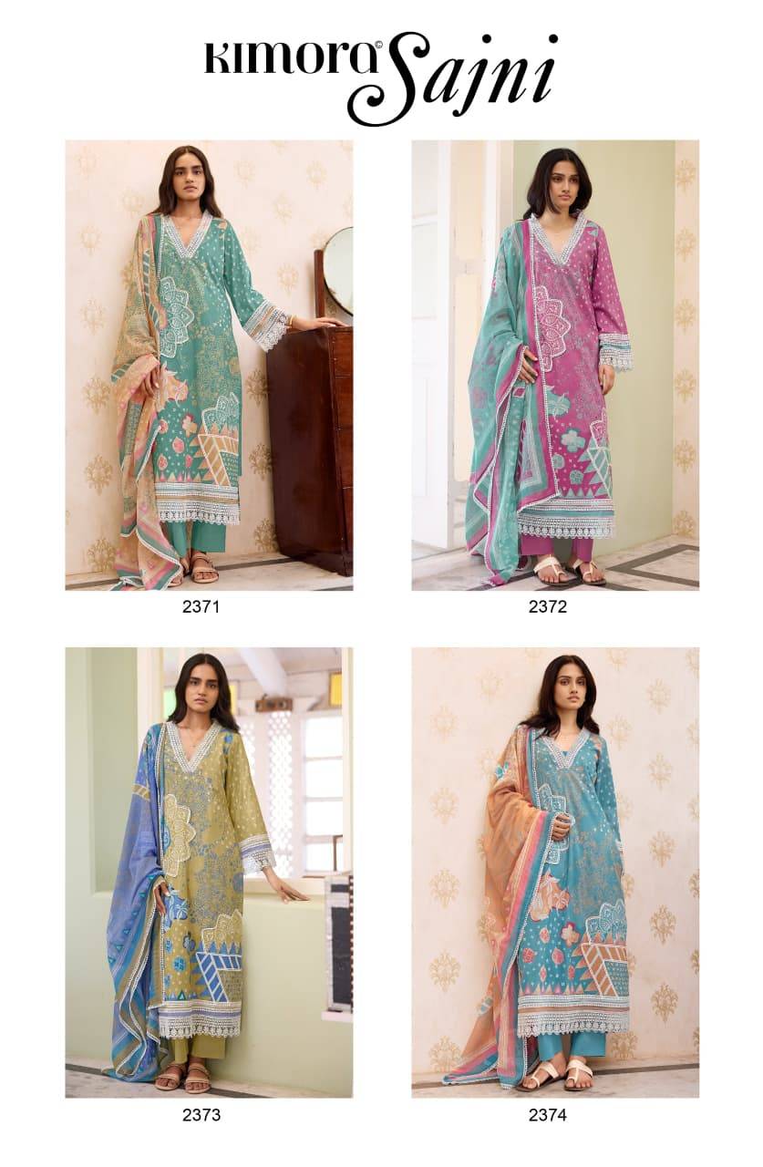 Sajni By Kimora 2371 TO 2374 Beautiful Festive Suits Stylish Colorful Fancy Casual Wear & Ethnic Wear pure cotton Dresses At Wholesale Price